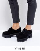 Asos Omega Wide Fit Chunky Lace Up Shoes - Black