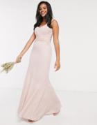 Asos Design Bridesmaid Pleated Bodice Maxi Dress-pink