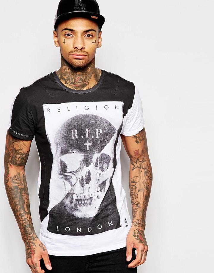 Religion T-shirt With R.i.p. Skull Print - White