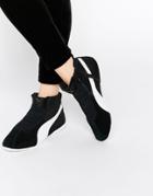 Puma Eskiva Mid Black Textured Sneakers - Black