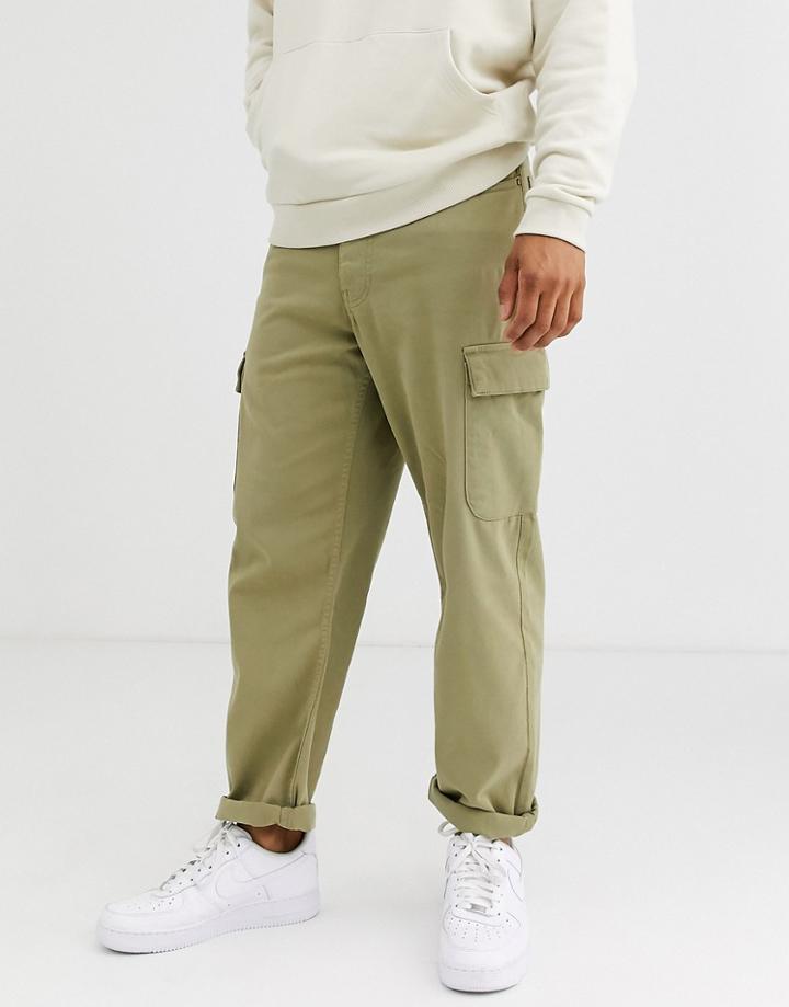 Brooklyn Supply Co Relaxed Cargo Fit Cargo Pants In Khaki-green