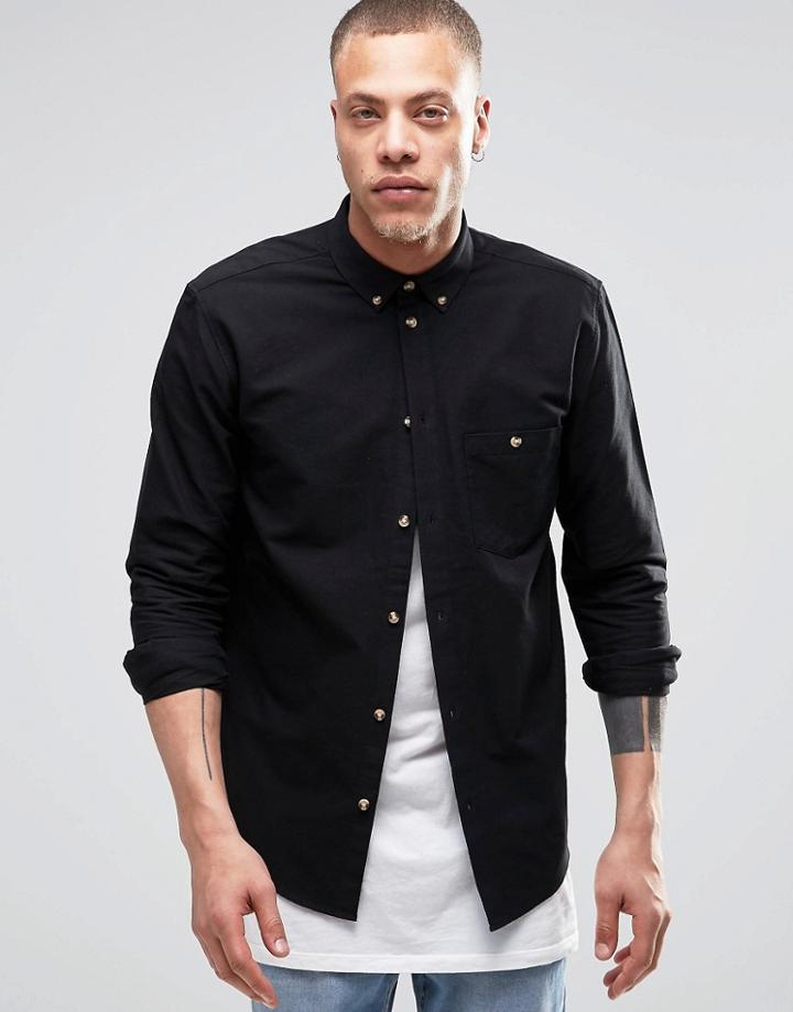 Weekday Bad Times Regular Fit Oxford Shirt Buttondown In Black - Black