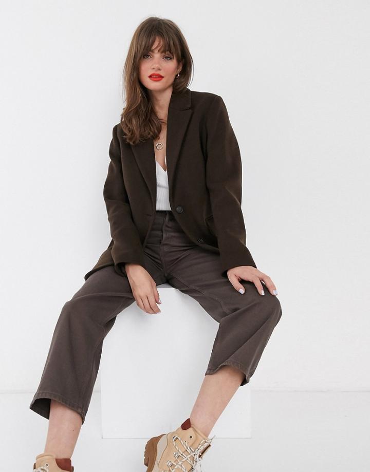 & Other Stories Wool Blend Oversized Blazer In Brown