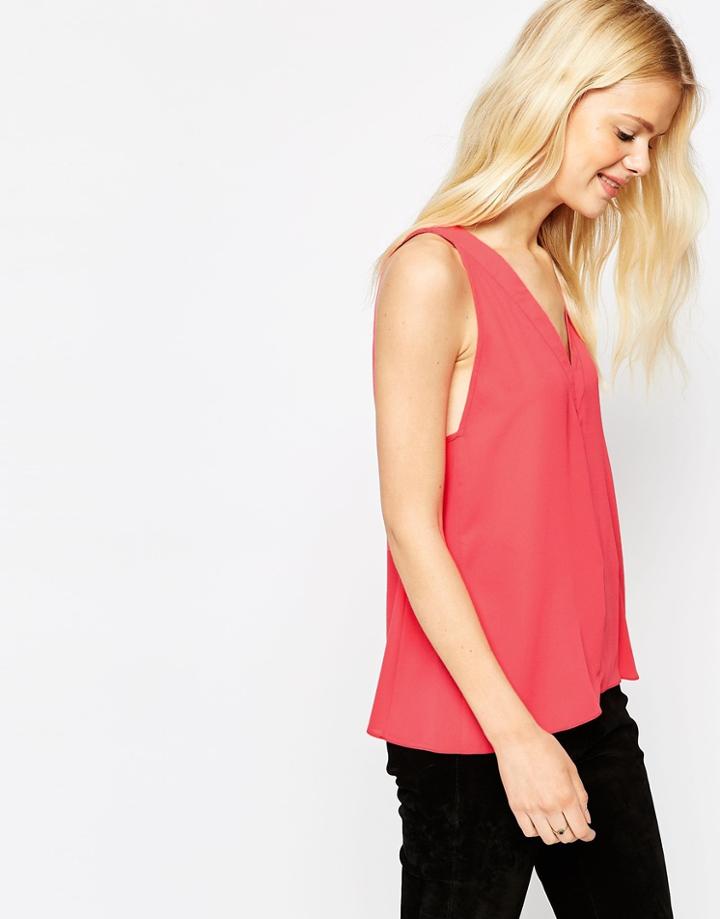 Asos Longline Deep V Tank - Pink