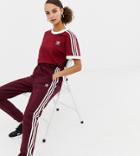 Adidas Originals Three Stripe Track Pants In Burgundy - Red