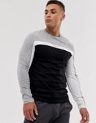 Asos Design Long Sleeve T-shirt With Color Block Panels In Black