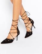 Asos Siren Lace Up Pointed Heels - Black