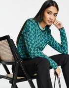 & Other Stories Relaxed Knitted Sweater In Green Monogram