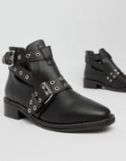 Truffle Collection Flat Ankle Boots-black