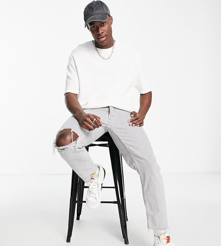 Asos Design Midweight Knitted Cotton Crew Neck Sweater In White