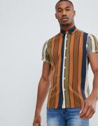 Asos Design Regular Fit Stripe Shirt - Multi