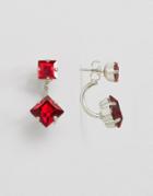 Krystal Swarovski Cube Swing Earrings - Red