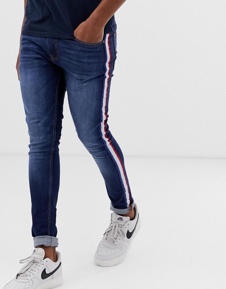 Ringspun Skinny Jeans With Striped Taping - Black