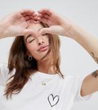 Asos Design Petite T-shirt With Scribble Heart - White