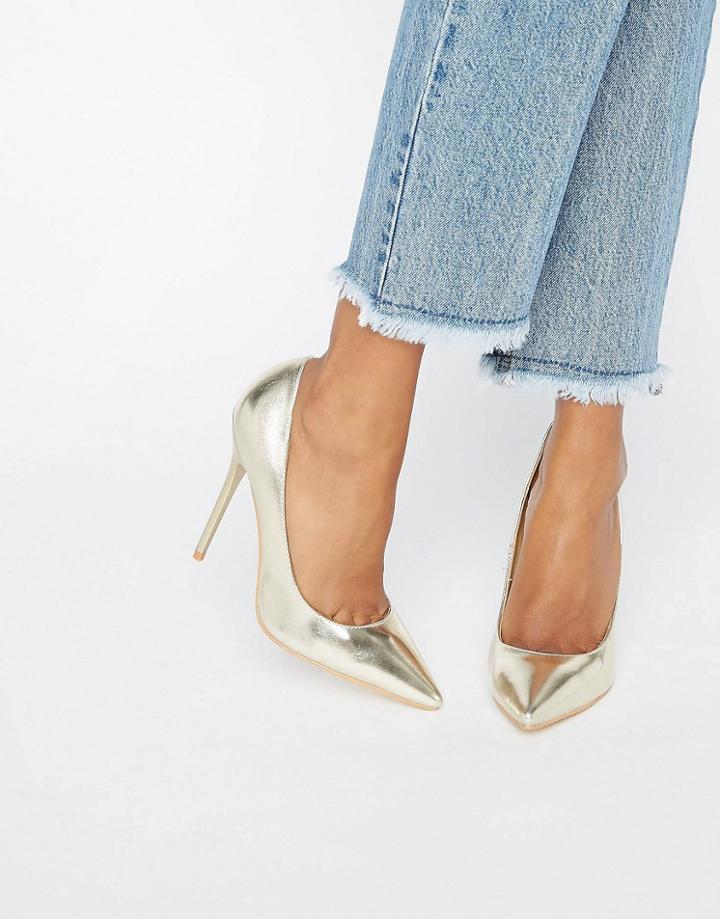 Public Desire Josie Gold Pumps - Black