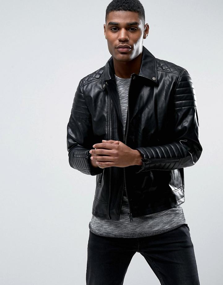 Black Seven Carnaby Biker Jacket - Black