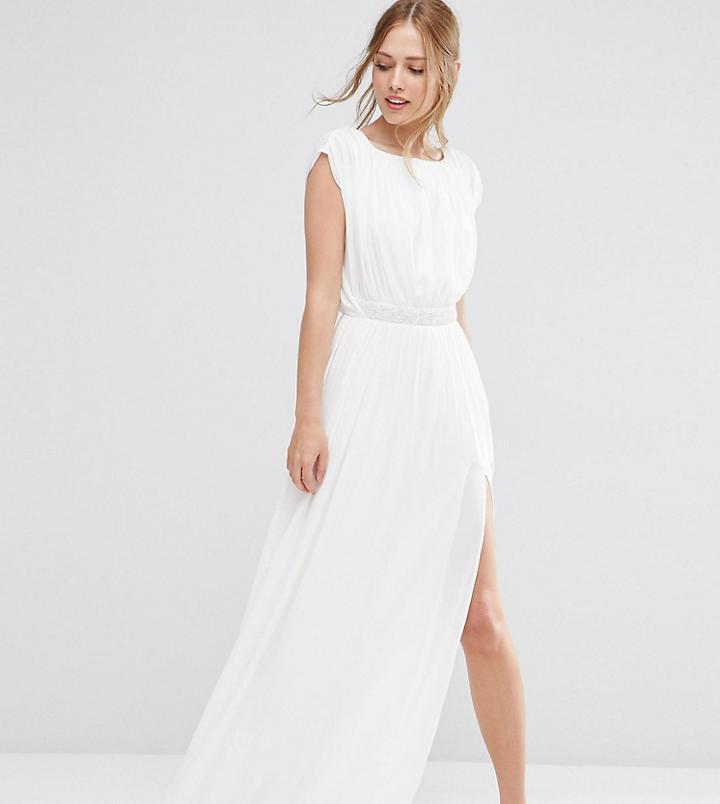 Asos Tall Embellished Waist Maxi Dress - White