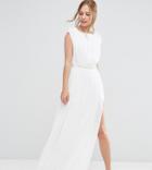 Asos Tall Embellished Waist Maxi Dress - White
