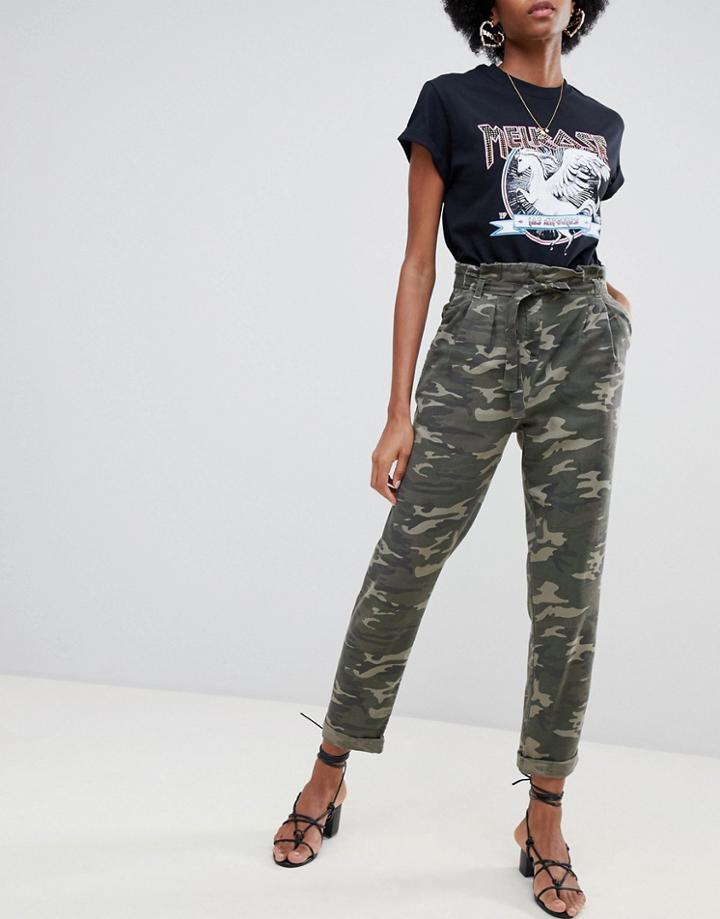 Miss Selfridge Paperback Pants In Camo - Green