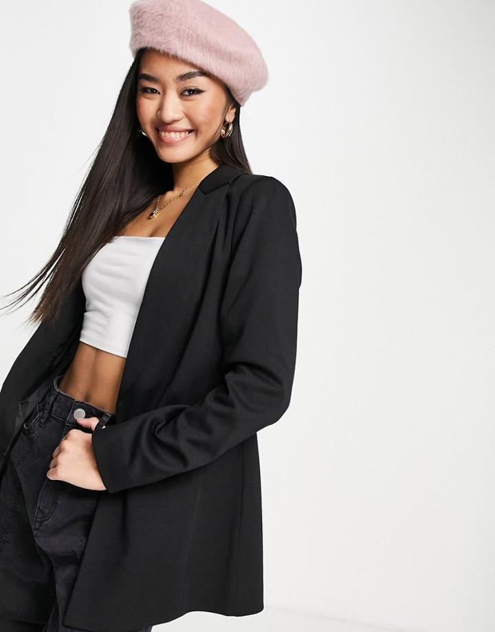 Miss Selfridge Longline Ponte Blazer In Black