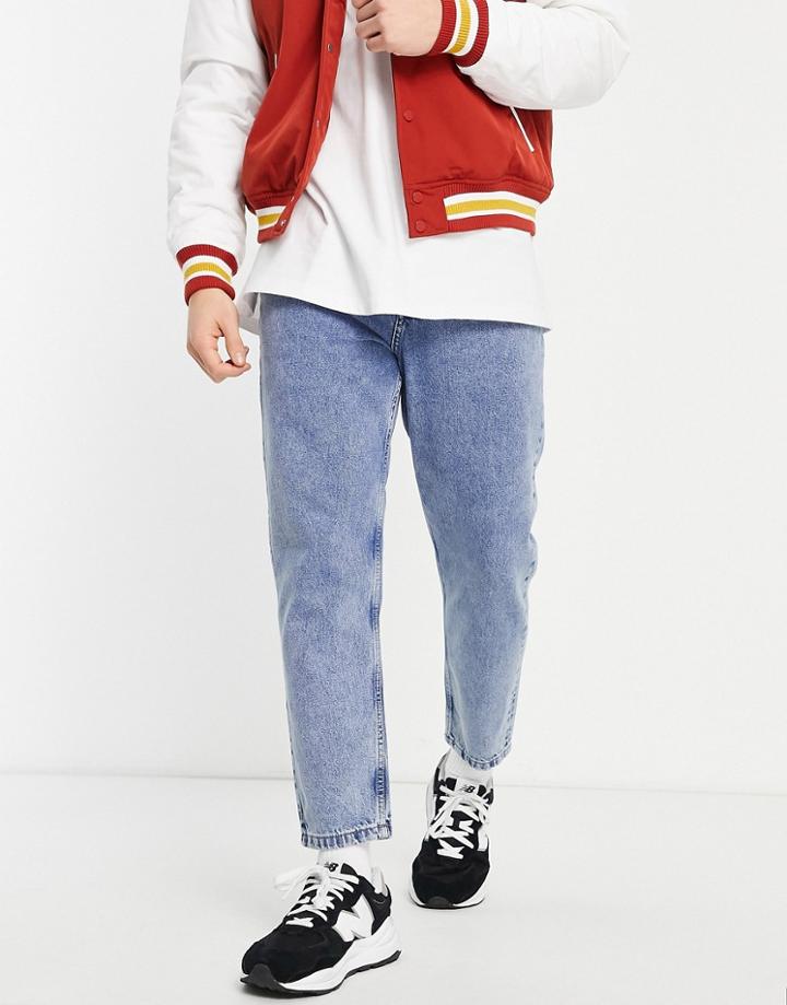 Only & Sons Avi Tapered Cropped Jeans In Light Blue