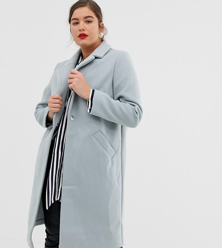 River Island Plus Tailored Coat In Blue - Blue