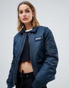Schott Relaxed Bomber Jacket With Hood Lining - Navy