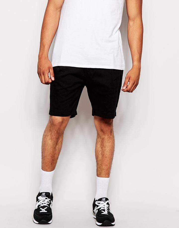 Asos Slim Shorts With Pleating - Black