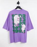 Asos Design Oversized T-shirt In Purple With Milk Carton Back Print