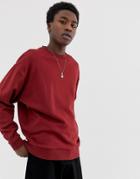 Asos Design Oversized Sweatshirt In Burgundy - Red