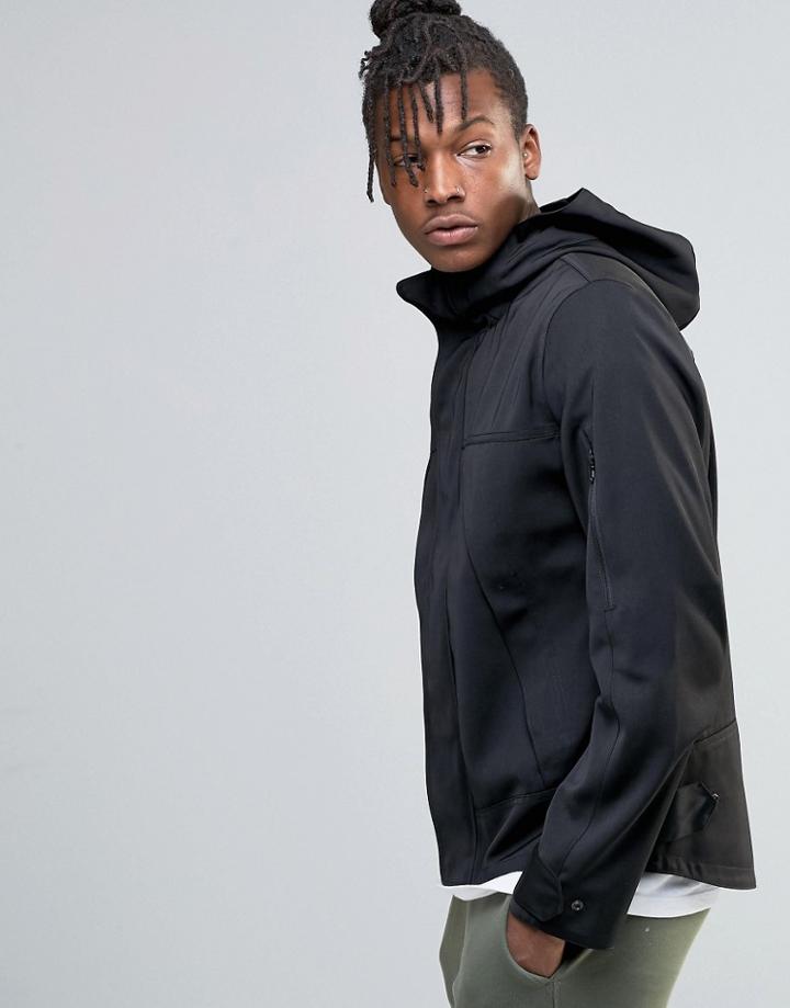 Asos Hooded Windbreaker In Black - Black