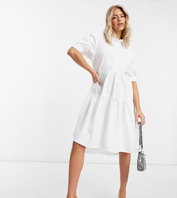 Missguided Short Sleeve Extreme Oversized Shirt Smock Dress-white