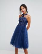 Chi Chi London Tulle Midi Dress With Lace Detail