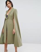 Lavish Alice Midi Tailored Cape Blazer - Green