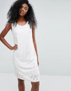 Anmol Sleeveless Beach Dress With Broderie Anglaise Trim - Cream