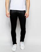 Nudie Jeans Skinny Lin Stretch Super Skinny Fit Shiny Black Coated Top - Shiny Black