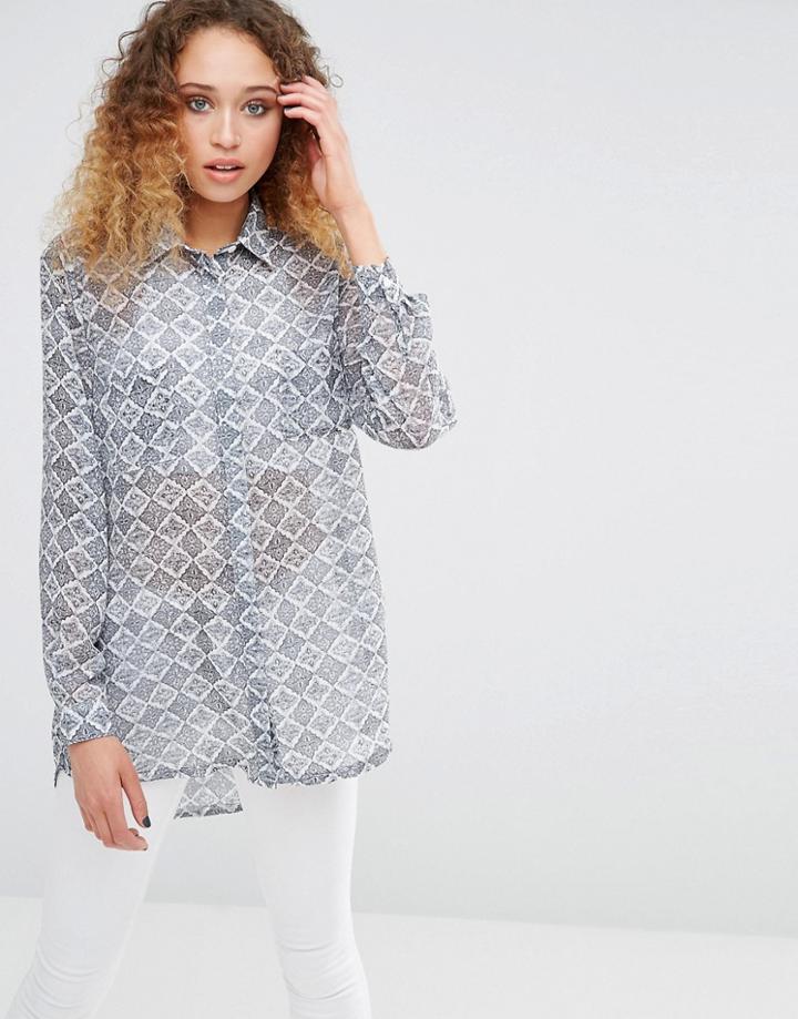 Daisy Street Shirt In Snake Print - Multi