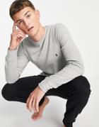 Polo Ralph Lauren Waffle Long Sleeve T-shirt In Gray With Small Logo-grey