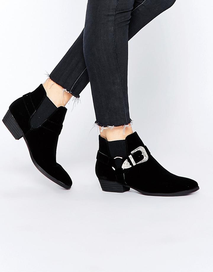 Truffle Collection Boni Strap Western Ankle Boots - Black