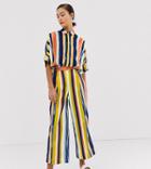 Monki Two-piece Cropped Wide Leg Pants In Multi Stripe - Multi