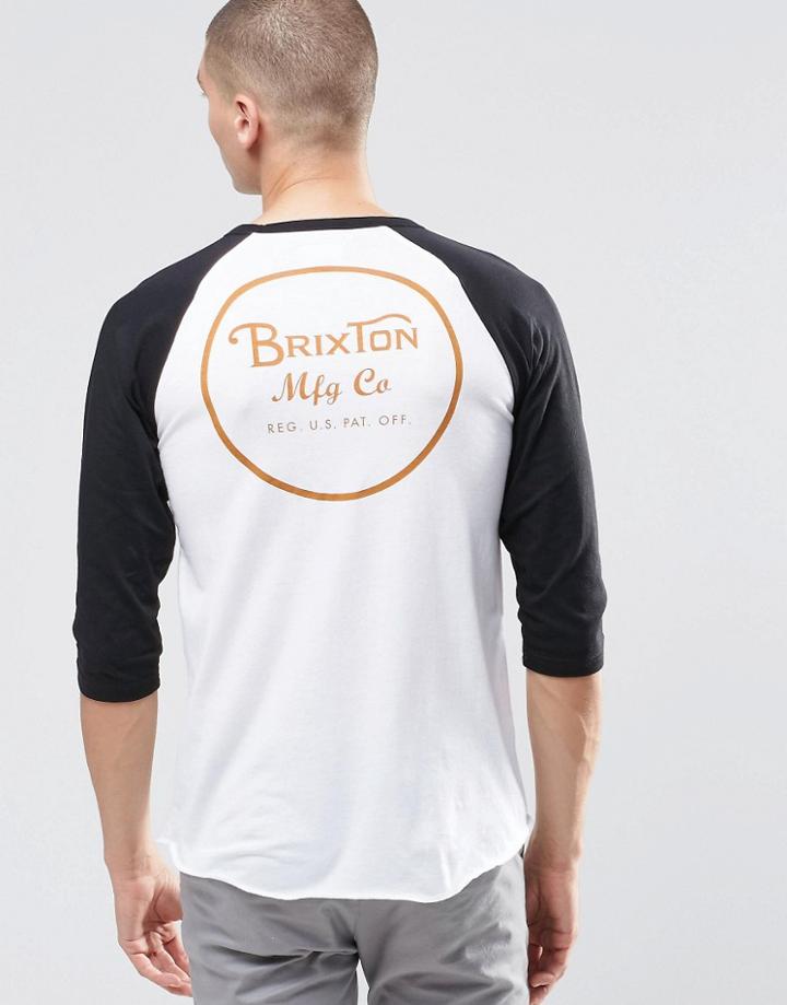 Brixton 3/4 Raglan T-shirt With Back Print - White