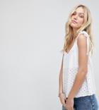 Asos Tall Swing Tank With Tie Shoulder In Broderie - White