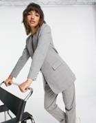 Y.a.s Longline Tailored Blazer In Gray Plaid-multi