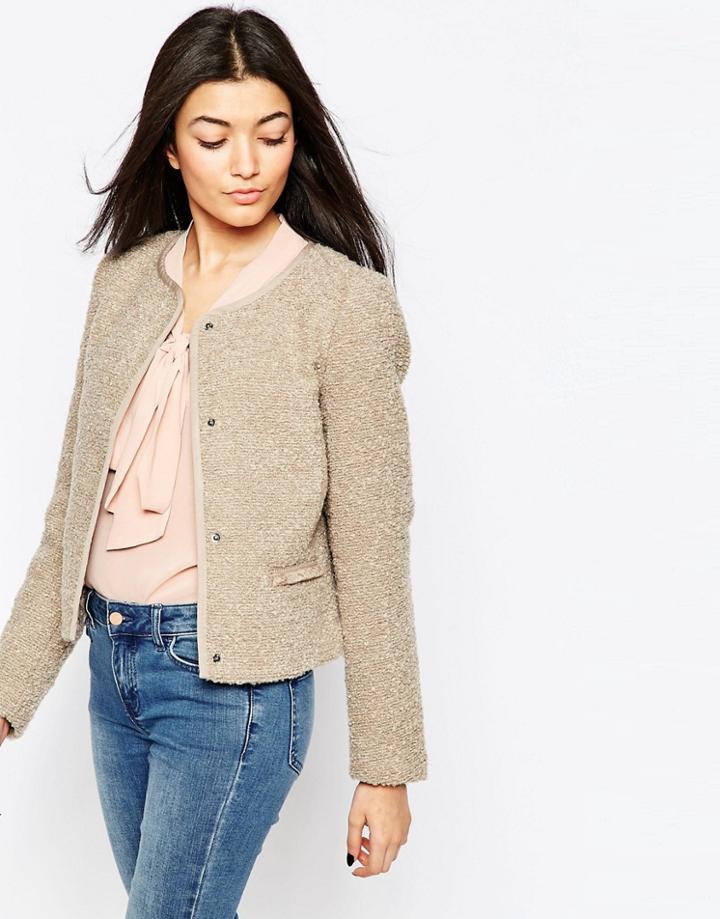 Vero Moda 3/4 Sleeve Press-stud Jacket - Silver Mink