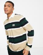 Lacoste Striped Thick Cotton Jersey Rugby Polo-brown