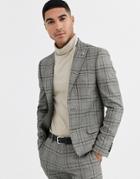 River Island Suit Jacket In Gray Check-grey