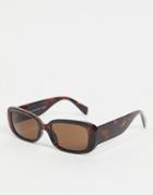 Weekday Run Oval Sunglasses In Tortoiseshell-brown