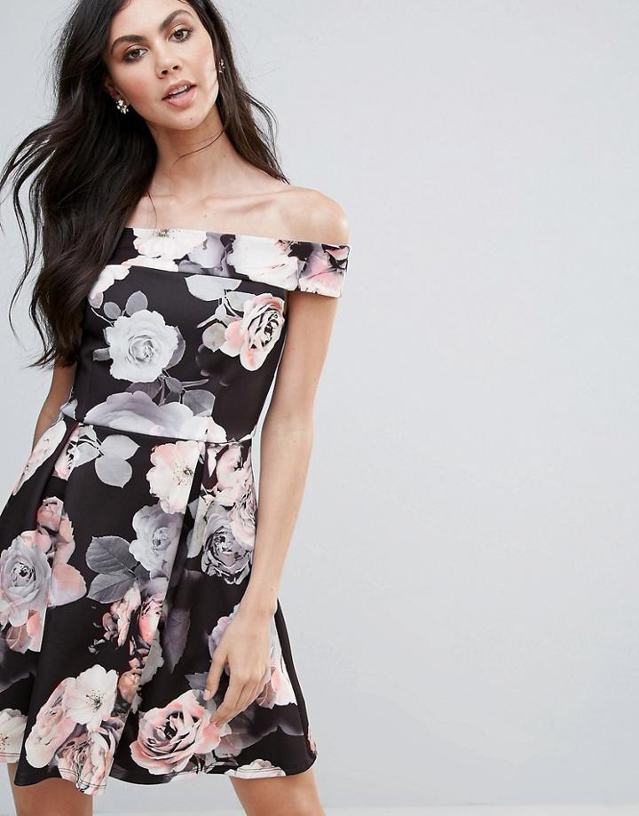 Jessica Wright Floral Bardot Skater Dress - Multi