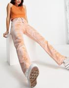 Topshop Dad Jean In Orange Tie Dye