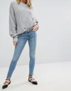 Mango Nibble Hem Skinny Jeans - Blue